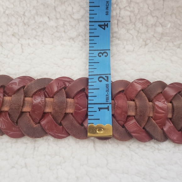 Fossil genuine leather boho braided tooled belt main image 5